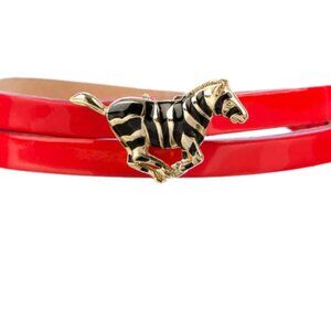 Kate Spade Red Belt With Zebra Buckle